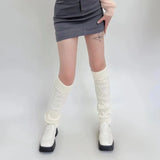 Vevesc Women Thickened Knitted Leg Covers Vintage Winter Warm Calf Socks Cashmere Y2K Harajuku Japanese JK Mid Tube Socks Leg Warmers