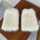 Vevesc White Faux Fur Leg Warmer Sock Leggings Winter Jk Gothic Boots Socks Y2K Hot Girl Harajuku Y2k Lolita Boot Cover Foot Sleeve