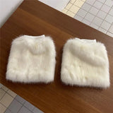 Vevesc White Faux Fur Leg Warmer Sock Leggings Winter Jk Gothic Boots Socks Y2K Hot Girl Harajuku Y2k Lolita Boot Cover Foot Sleeve