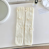 Vevesc New Japanese Bow JK Knitted Leg Socks Wool Pile Socks Leg Warmer Y2k Punk Harajuku Leg Cover Pile Socks Korean Leg Socks