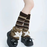 Vevesc Women Leg Warmers Y2K Gothic Brown Star Japanese Knitted Socks Hot Girl Accessories High Tube Calf Socks Boots Cover Socks