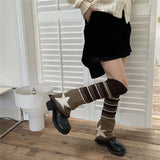 Vevesc Y2K Brown Star Leg Warmers Stockings Knitted Socks Gothic Cover Stockings Japanese JK Leg Warmers Gothic Hot Girl Accessories