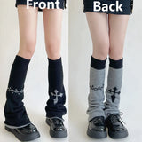 Vevesc New Leg Warmers Cross Chain Leg socks Y2k Japanese Punk Hot Girl Dark Women Harajuku Gothic Cable Knit Socks Cosplay Accessories