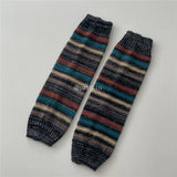 Vevesc Vintage Striped Wool Leg Socks Harajuku Hot Girl Beggar Leg Warmers Y2k Punk Knitted Leg Cover Japanese Accessories