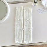 Vevesc New Japanese Bow JK Knitted Leg Socks Wool Pile Socks Leg Warmer Y2k Punk Harajuku Leg Cover Pile Socks Korean Leg Socks