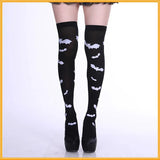 Vevesc Skull Stockings Gloves Set Punk Women Harajuku Dark Gothic Y2K Long Socks Knee Lolita Girls High Socks Cosplay Accessories