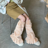 Vevesc Winter Sweet Leg Warmers Macaron Plush Fur Warm Harajuku Boot Cuffs Warmer JK Lolita Sock Sets Thickened Thigh Garter Leg Warmer