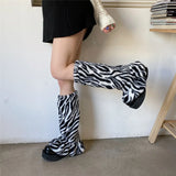 Vevesc Winter Fur Leg Warmers Y2K Zebra Pattern Socks Harajuku Boot Cuffs Long Warmer Lolita Socks Boho Sock Sets Thigh Garter Socks