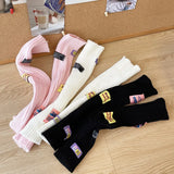 Vevesc Women Cute Arm Warmer Colorful Letter Label Y2k Girl Arm Covers Warm Harajuku Cuffs Knitted Fingerless Gloves JK Accessories